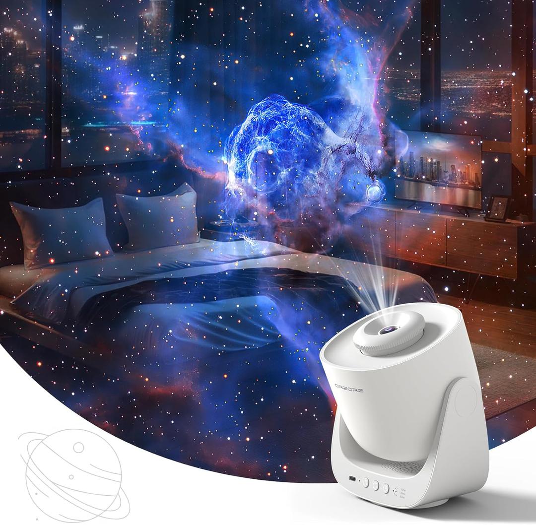 Orzorz Star Projector, Galaxy Night Light, Home Planetarium Projector with Rechargeable Battery, Sky Light Living Room Decor, Real Starry Nebula, Planet Presentation for Kids, Teen Girls, Adults (Galaxy's Veil*5, Kit)