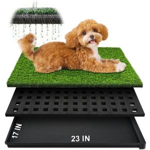 Dog Grass Pad with Tray, 23''X17'' Small Artificial Turf Grass Potty, Reusable Puppy Pee Pads for Dogs, Portable Dog Litter Box for Indoor Outdoor Potty Training Toilet