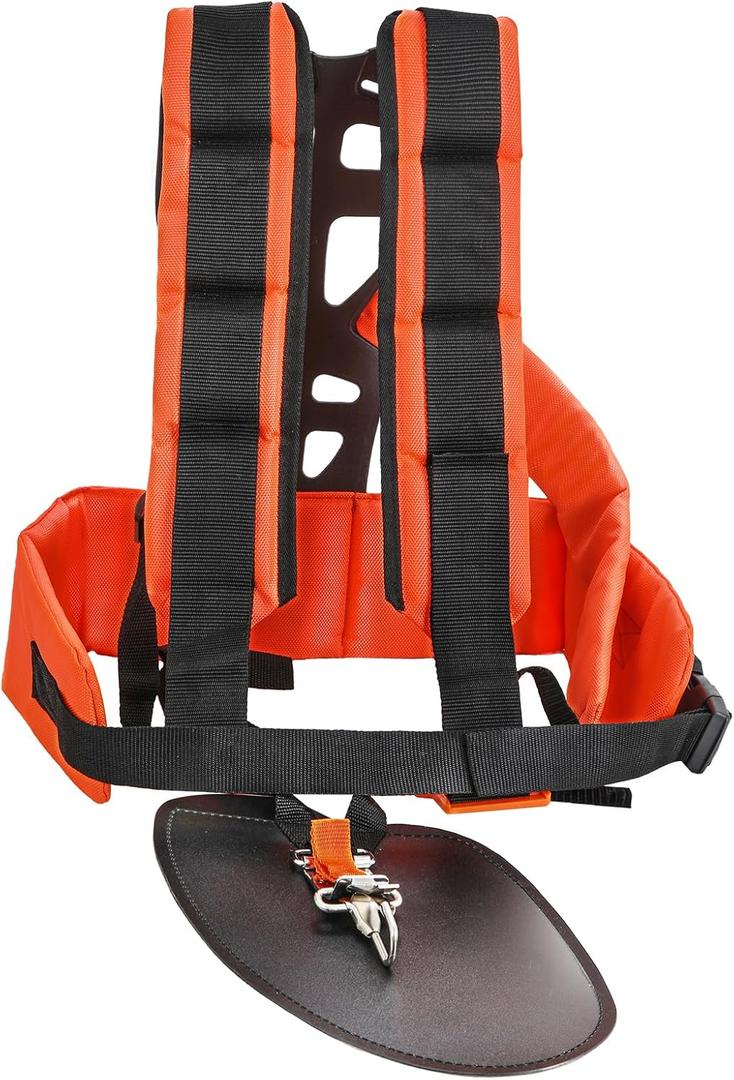 Trimmer Shoulder Strap Padded Universal Adjustable, Weed Eater Harness, Brush Cutters Harness Nylon Double Shoulder for Trimmer (Orange)