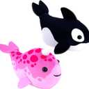 ZhuZhu (Narwhal + Orca) Fish 2-Pack B | Small Stuffed Animals with Motor Inside Suitable for Ocean Party Favors | Batteries Required
