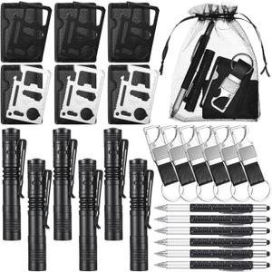 Christmas Gifts for Men Bulk Party Favors Gifts Multitool Pen Card Tool Leather Keychain Flashlight