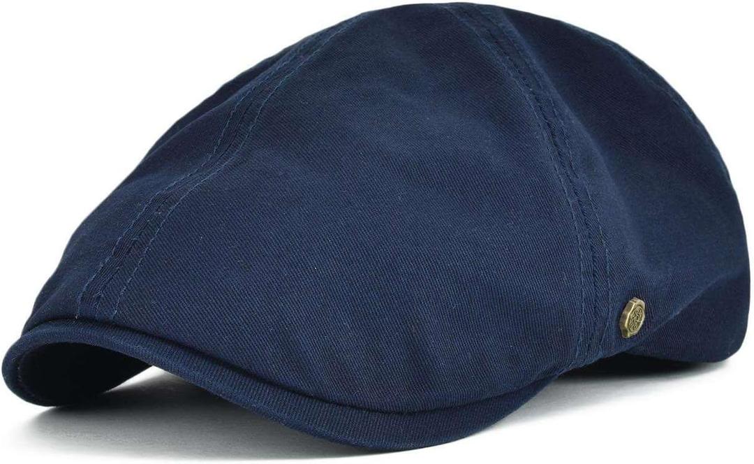 VOBOOM Cotton Flat Cabbie Hat Gatsby Ivy Irish Hunting Newsboy Cap (One Size, Navy)