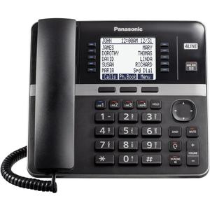Panasonic Office Phone System, Corded Base Station with 4 Lines, Corded Phone, Expandable to 10 Compatible Panasonic Handsets Wirelessly - KX-TGW420B (Black)
