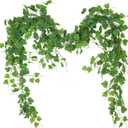 RECUTMS Artificial Vines Ivy Garland 2Pcs 6Ft Fake Hanging Vine Plants Faux Green Grape Leaves Greenery Indoor Outdoor Home Office Garden Wedding Jungle Beach Birthday Party Arch Table Spring Decor