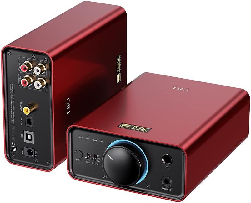 FiiO K7 Full Balanced HiFi DAC Headphone Amplifier AK4493S*2, XMOS XU208 PCM384kHz DSD256,USB/Optical/Coaxial/RCA Inputs, 6.35mm/4.4mm Output (Red)