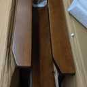 Solid Wood Upholstered Dining Chair, Mid Century Modern Dining Room Chair with Curved Backrest and Armrest for Kitchen, Living Room, Study Room, Walnut and Gray 