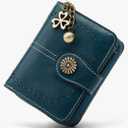 Small Wallet for Women Leather Bifold Compact RFID Blocking with Zipper Coin Pocket