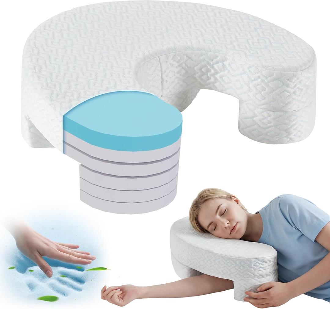 Side Sleeper Pillow With Arm Hole, Adjustable Heights Shoulder Pillow For Side Sleepers, Superior Support Memory Foam Arm Pillow Relieve Rotator Cuff Pain And Arm Numbness, Cooling Pillowcase