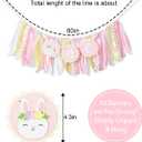 Some Bunny Is One High Chair Banner - Easter Bunny 1st Birthday Highchair Banner for Girls, Spring Rabbit 1st Birthday Decoration, Easter Girl First Bday Decor