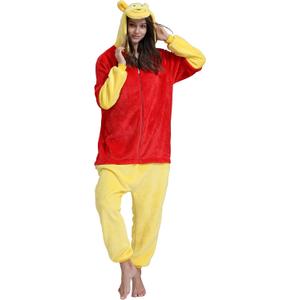 Adult Animal Pajamas, Plush One Piece Onesies, Halloween Cosplay Costume Flannel for Adults and Teens (Small, Red)