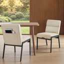 VASAGLE Dining Chairs Set of 2, Upholstered Kitchen Chairs
Synthetic Leather, Mid-Century Modern, with Storage Pocket, for Dining Room, Cream White, EKHO Collection UKDC162W101