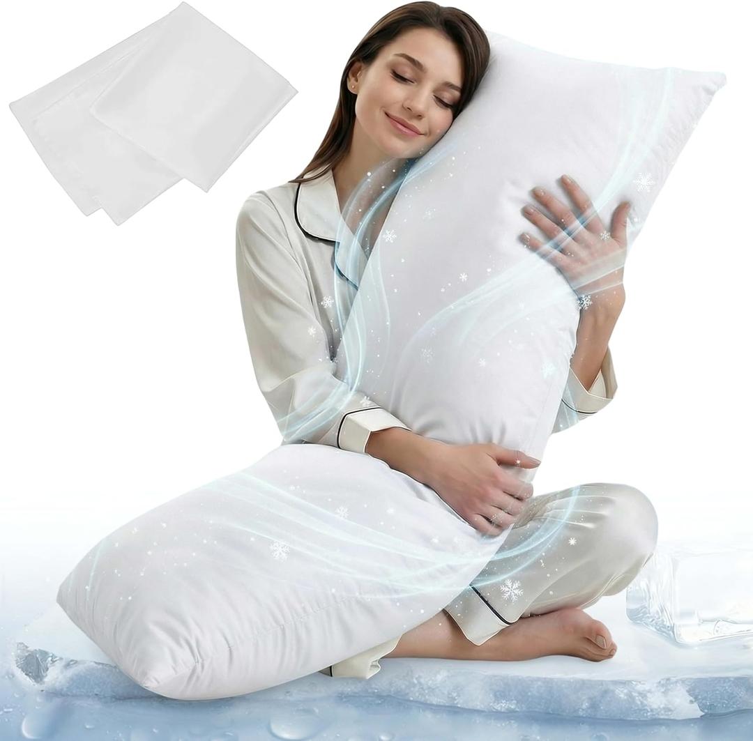 ELNIDO QUEEN Cooling Body Pillow Insert with Cover Breathable Long Body Pillow for Side Sleepers, Soft Support Bed Pillow for Adults, 20x54 Inches White