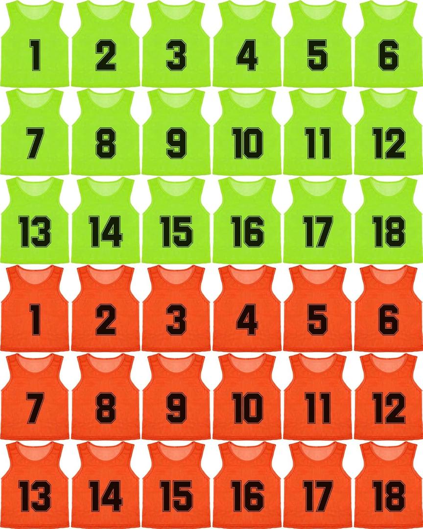 Pasimy 36 Pcs Pennies for Youth Sports Soccer Practice Jersey Kids Basketball Adult Football Hockey Pinnies Scrimmage Jerseys