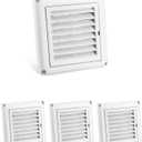 QWORK 4" Louvered Vent Cover, 4 Pcs Covers for Outdoor Dryer Vent Exhaust Air Covers (white)