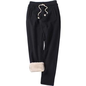 Gihuo Women's Sherpa Lined Sweatpants Winter Warm Fleece Lined Sweatpants with Pockets Fleece Jogger Pants Athletic (2# Black, X-Large)