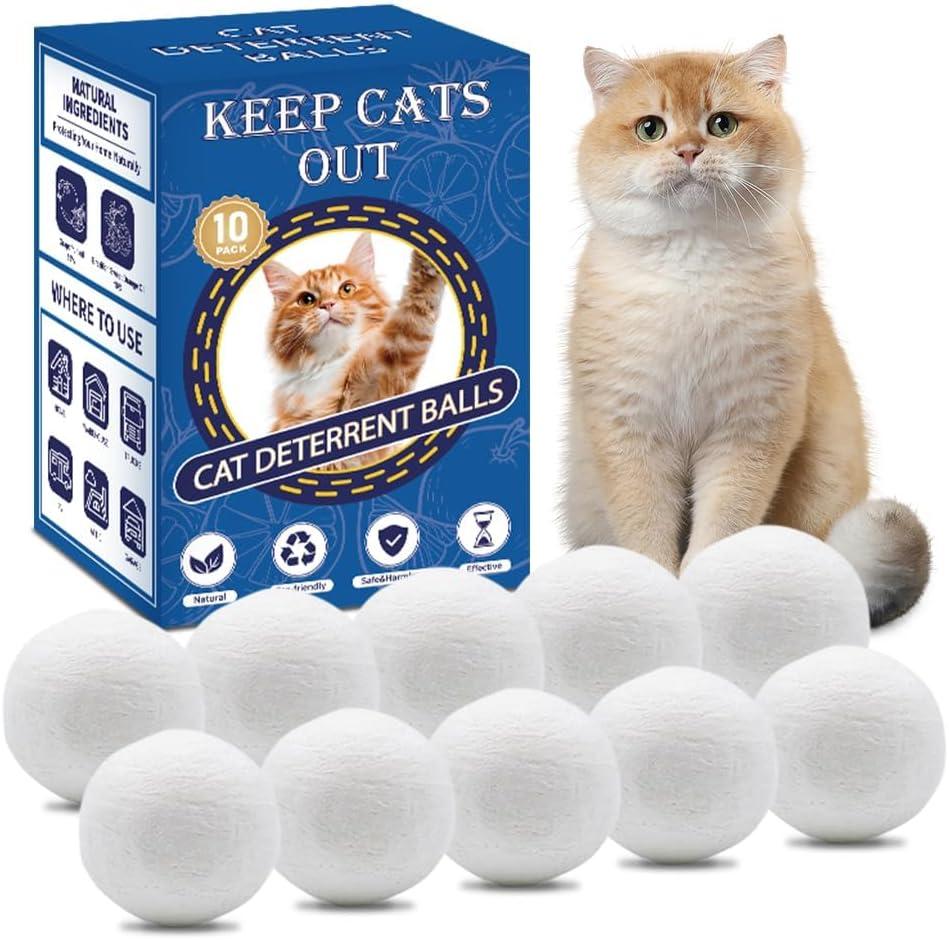 Cat Repellent Outdoor & Indoor, Cat Deterrent Outdoor Indoor, Natural Grapefruit Oil Keep Cats Out of Yard Permanently, Keep Cats Away from Garden, Furniture, and More, 10 PCS