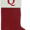St. Nicholas Square Red Cable Knit Monogram Christmas Stocking, 21-Inch (Letter Q)