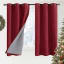 YoungsTex Burgundy Linen Blackout Curtains 40 Inches Long, Short Thermal Insulated Drapes with Grommet Darkening for Bedroom Window, 2 Panels, 42 X 40 Inch