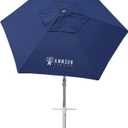 AMMSUN 8ft Large Beach Umbrellas for Sand Heavy Huty Wind Portable Commercial Grade Patio Beach Umbrella with Sand Anchor Hanging Hook Weight Sandbag Adjustable Height Air Vent UPF 50+ Telescoping Pole without tilt Navy