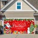 Christmas Garage Door Cover, 13x6ft Large Garage Door Christmas Decorations, Santa Claus Snowman Cover Banner Backdrop for Xmas Indoor Outdoor Decor Party Photo Background Decoration (Red)