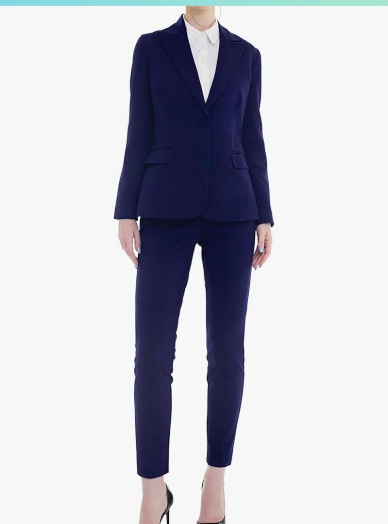 Marycrafts Women's Pant Suits Set – Professional Business Suiting Blazer and Pants 2 Piece Outfit, Size:L