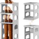 5 Tiers Vertical Shoe Rack for Closet Narrow Shoe Holder Storage Organizer, Plastic Free Standing Shoe Rack Shelf for Entryway Stackable Stability DIY, Grey