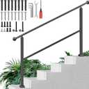 5-Step Outdoor Stair Railing, Adjustable Handrails for Outdoor Steps | Heavy-Duty Aluminum Construction with Powder-Coated Finish for Porch, Deck, Brick and Wooden Steps, Ideal for Seniors