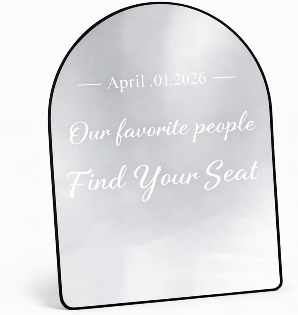 Colingmill 24 x 18 Inch DIY Wedding Seating Chart Mirror with Mirror Decal Sticker Wedding Reception Display Chart Board Our Favorite People Find Your Seat Date Signs for Marriage Decor (Balck)