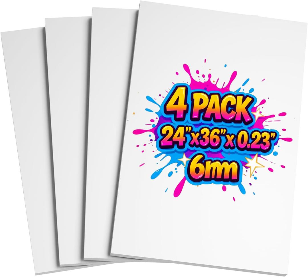 4 Pack Foam Board 24"x36", 0.23" Thick White Poster Board, Acid-Free Double Sided Foam Core Board for Presentation Art, Display, Office, School Projects, Crafting, Sign Making