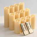 Waterproof Flameless Candles, 12 PC Battery Operated LED Pillar Candles with 2 Remote Controls & Timer, Flickering Indoor Outdoor Candles for Wedding, Patio, Easter, Bathroom, Home Decor, 4''5''6'' (Ivory White)