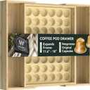 for Nespresso Original Capsules - Expandable Bamboo Coffee Pod Storage for Counter Drawer Insert - 48 Capsules & Tea Bags Organizer (Expands from 11.6" to 18") (Large)