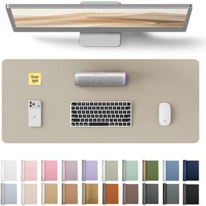 YSAGi Leather Desk Pad Protector, Office Desk Mat, Large Mouse Pad, Non-Slip PU Leather Desk Blotter, Laptop Desk Pad, Waterproof Desk Writing Pad for Office and Home (Olive Beige, 23.6" x 13.8")