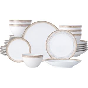 Noritake Raylan 30-Piece Dinnerware Set, Service for 6, Gold/Platinum