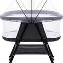 GYARING Baby bassinets,3 in1 Baby Crib, Sturdy, Portable & Easy to Assemble,Mosquito net and Portable Bag Included. (Black)