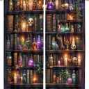 Bookshelf Skull Blackout Curtains for Bedroom Living Room, Gothic Library Candles Book Floral Thermal Insulated Room Darkening Curtain- 2 Panels 45" L x 42" W
