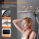 High Pressure Rain Shower Head Combo with Upgrade Magnetic Filtered Detachable Handheld Showerhead (10 Modes), 12" Rainfall Shower Head, 12" Adjustable Extension Arm, Chrome