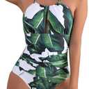 B2prity Women's One Piece Swimsuit Tummy Control Halter Bathing Suit Slimming Supportive Long Torso Friendly Swimwear (Green, M)