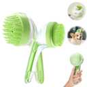 Pet Bath Brush with Shampoo Dispenser, Dog Bath Brush and Grooming Massage Brush for Dogs & Cats, Easy Dog Washing Brush for Short and Long Hair, Coarse and Fine Teeth 2pcs (Green)