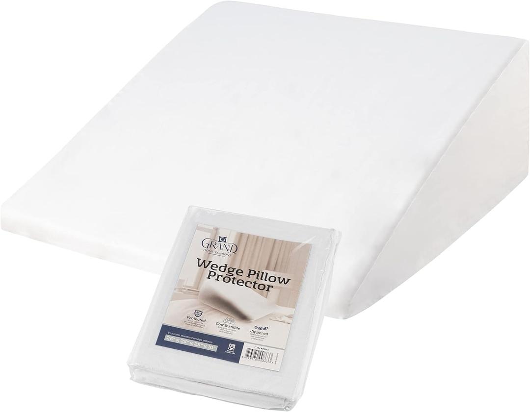The Grand Poly-Cotton Zippered Pillow Protector - Wedge Pillow Cover - Protec ts from Dirt, Dust, and Dubris - Single Unit