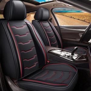 Seat Covers Fit for Mitsubishi Mirage 2015-2023 2024 2025: Full Set Leather Car Seat Covers Waterproof Automotive Seat Cushions Covers (2 Row 5 Seats, Red Line)