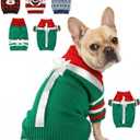Dog Christmas Sweater, Soft Warm Pet Clothes Coat for Small Medium Large Dogs and Cats Boy Girl, Fall Cozy Holiday Turtleneck Knitting Collar Pullover Pup Outfit Costume for Thanksgiving New Year (Red Green)