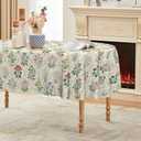 Horaldaily Spring Tablecloth 6084 Inch Oval, Beige Vintage Art Deco Floral Washable Seasonal Table Cover for Party Picnic Dinner Decor