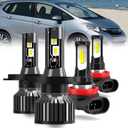 For 2009-2019 Honda Fit light Bulbs, 9003 High Low Beam H11 Fog Light Combo, 4PCS