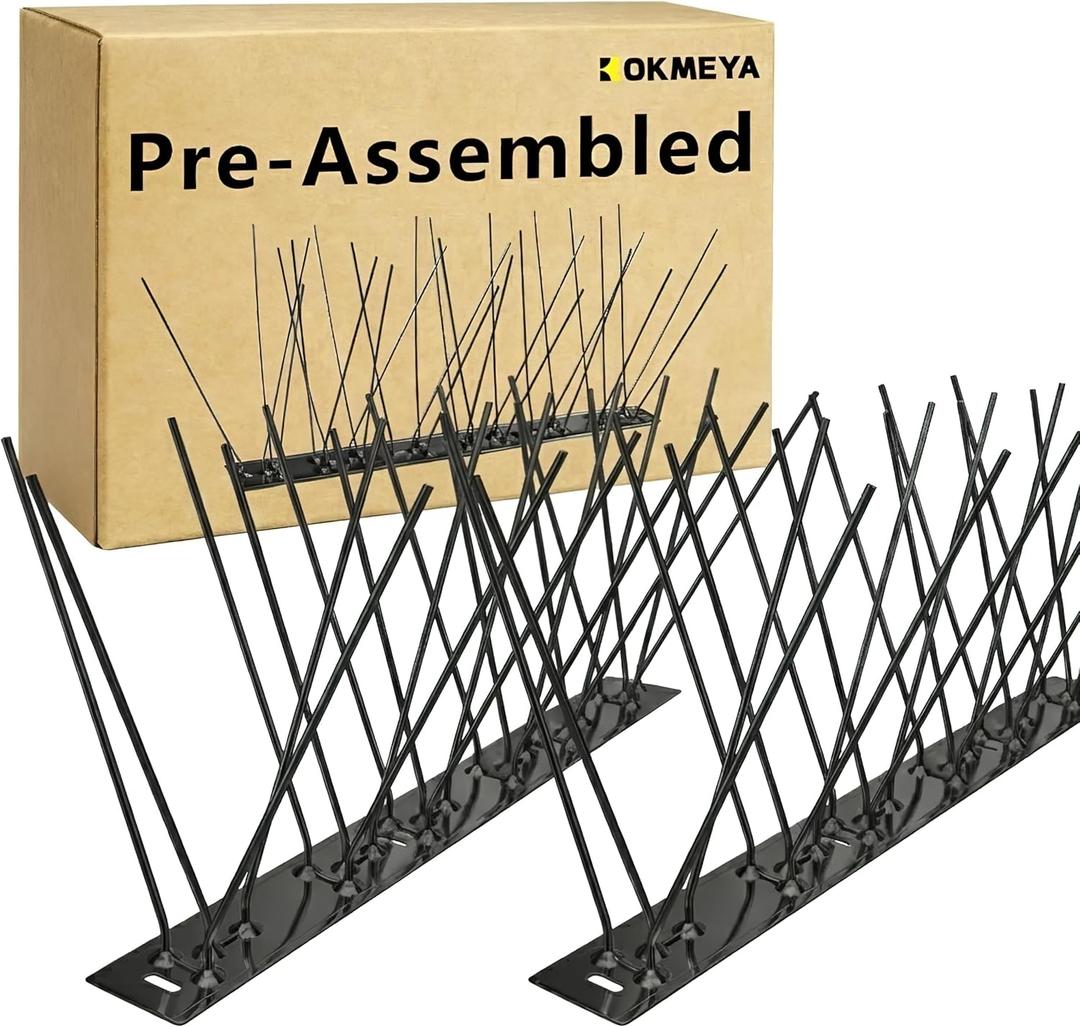 Bird Spikes,Black Install,304 Stainless Steel Bird Deterrents Spikes for Outside to Keep Birds Away Bird Scare Devices Outdoor,9.84FT 12Pcs