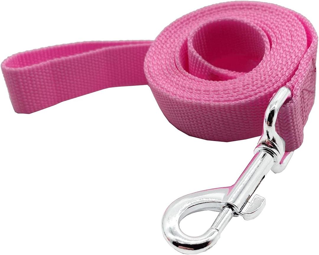 2 x Nylon Dog Training Leash, Traction Rope, 4Ft /5 Foot /6 Feet Long, 5/8 inch 3/4 Inch 1 Inch Wide, for Small and Medium Dogs (Pink, 1'' x 20 FT)