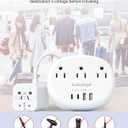 European Travel Plug Adapter with USB C, Multi Country Outlet Adapter with 3 AC Outlets and 4 USB Ports, Type A/C/G/I Plug Adapter for US to Most of Country, Universal Travel Adapter, 3FT