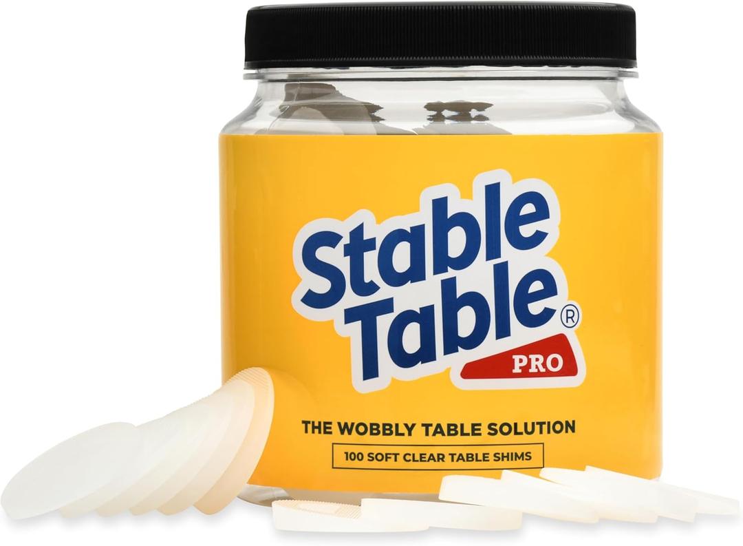 Stable Table - Clear Restaurant Table Leg 100 Shim Wedges Premium Furniture Levelers Restaurant TableShims, Home Improvement DIY Levelers - Rubber Type Texture, Firm, Non-Slip, Doors, and More