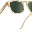 WearMe Pro - Polarized Retro Large Rectangular Mens Sunglasses (Crystal Yellow Frame / Smoke Green Lens)
