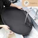 FillTouch 2 Pcs Restaurant Serving Trays PP Plastic Non Slip Rubber Lined Large Oval Tray for Kitchen Dining Room Cafeterias Fast Food Service (27 x 22 Inch,Black)