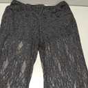 Women's Floral Lace Sheer Mesh Flare Pants Elastic High Waisted Long Trousers (X-Large, Black)